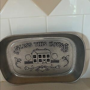 Silver 'Bless This House' Decorative Tray